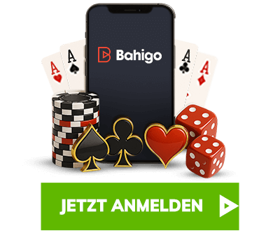 Bahigo Bonus ohne Einzahlung sichtbar durch Chips Karten und Handy im Anmeldebereich